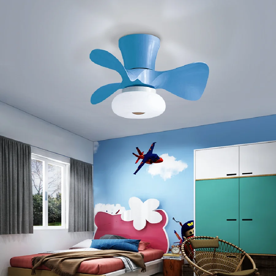 

Nordic remote ceiling fan light white / Black / yellow / Wood / blue LED lighting for bedroom and dining room free delivery