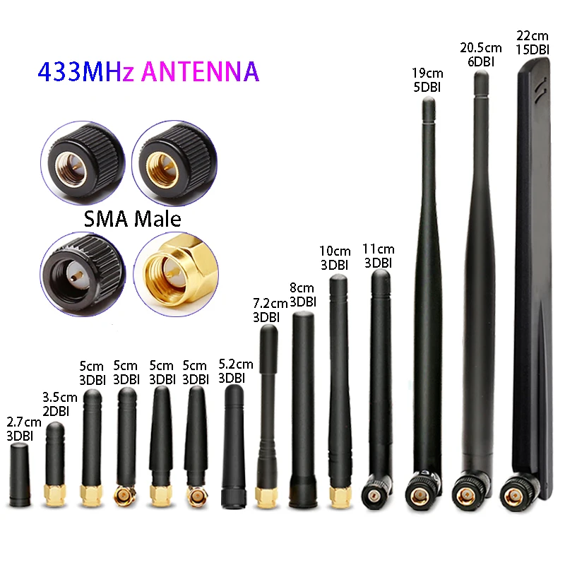 

433MHz Antenna LORA LORAWAN SMA Male Connector 433 mhz antenna folding glue stick waterproof directional Rubber antenne