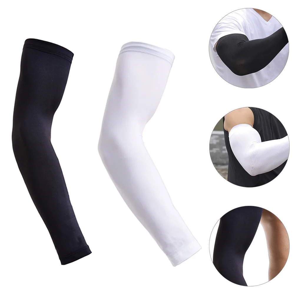 

2 Pairs Men Sleeves Sun Protection Breathable Cycling Elbow Support Sleeve