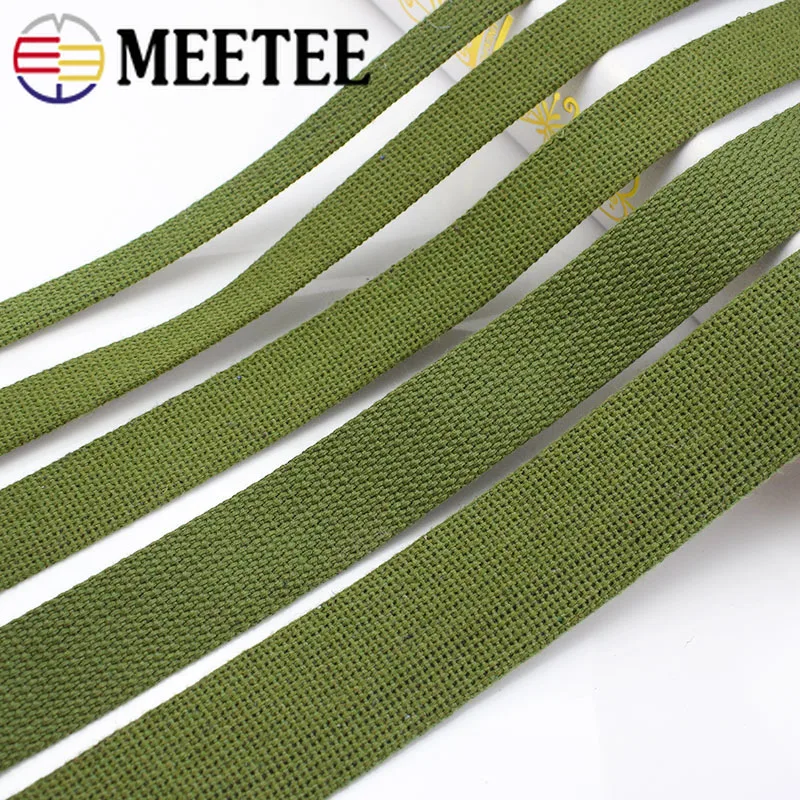 10Yards 15/20/25/30/38/50mm Width Polyester Cotton Army Green Canvas Strap Nylon Webbing Trim Safety Strap Bags Crafts