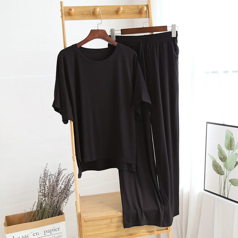 Modal Short Sleeve Trousers Tracksuit Thin Summer Leisure Can Be Worn Outside Elastic Soft Collarless Pj Sets for Women Pijamas
