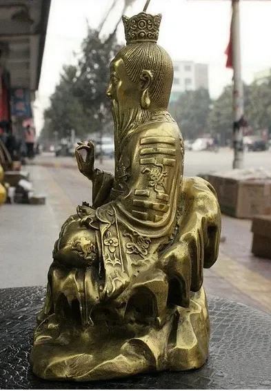 9-дюймовая китайская латунная статуя даосского храма Taishang Laojun Senior Moral God