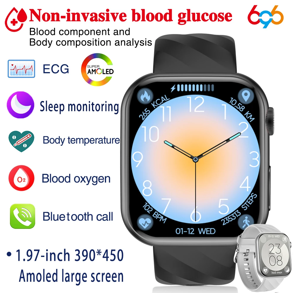 ia 1 97 cala inteligentne zegarki AMOLED mężczyźni kobiety ekg + PPG temperatura snu monitorowanie zdrowia niebieski ząb zadzwoń Smartwatch