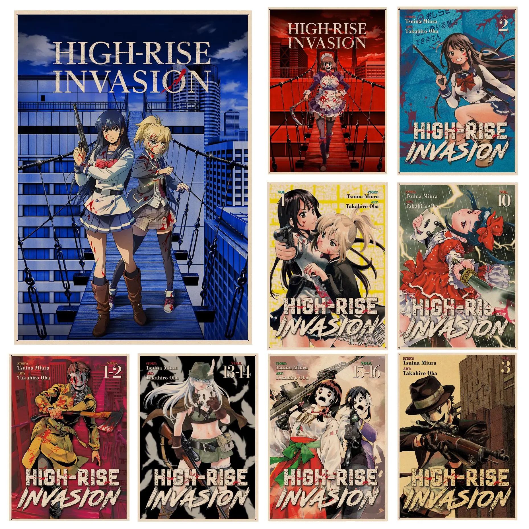 

Anime High-Rise Invasion Anime Posters Kraft Paper Sticker DIY Room Bar Cafe Kawaii room decor