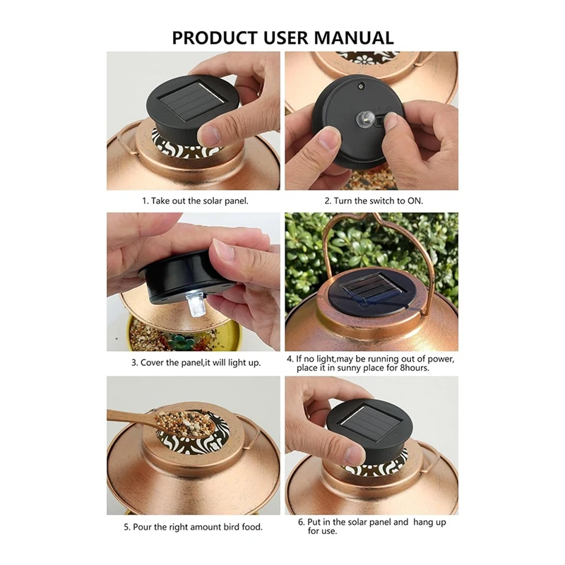 Цельная солнечная кормушка для птиц подвешивания на открытом воздухе как