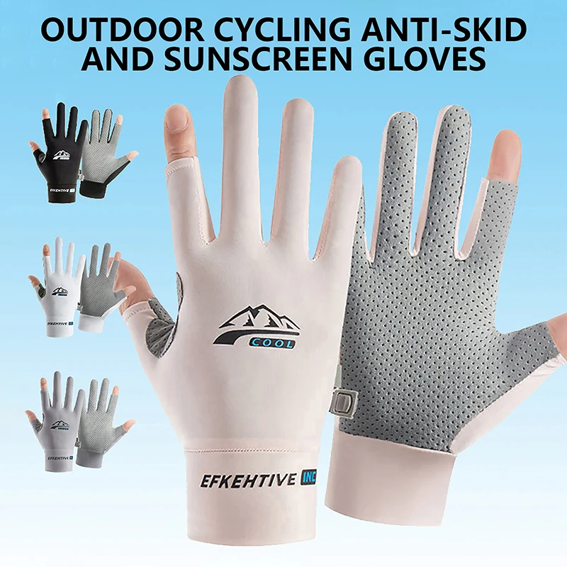

Mens And Womens Ice Silk Gloves Breathable And Quick Drying In Summer Outdoor Cycling Gloves Anti Slip Sun Protection Gloves