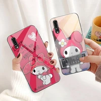 cute cartoon my melody phone case tempered glass for huawei p30 p20 p10 lite honor 7a 8x 9 10 mate 20 pro