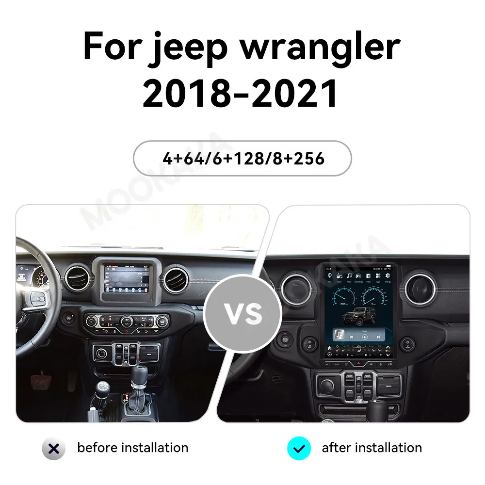 12 1-дюймовый автомобильный GPS-навигатор для Jeep Wrangler 2018-2021 Android 13 0 экран в стиле Tesla