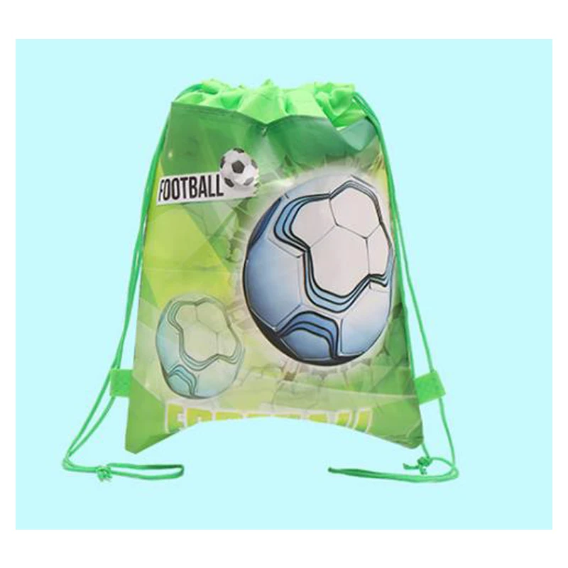 

10pcs/lot Football Theme Backpack Happy Birthday Party Non-woven Fabrics Drawstring Gift Bag Baby Shower Decorate Soccer Mochila