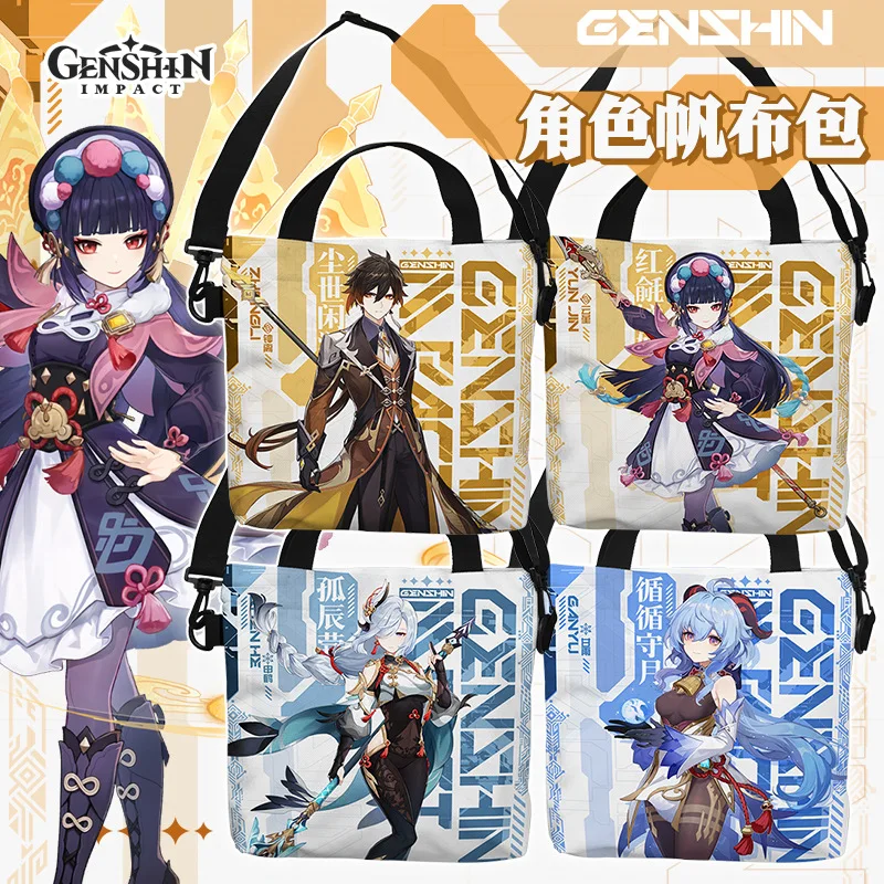 

Genshin Impact Anime Manga Game peripherals canvas tote bag Keqing Raiden Shogun Klee Cartoon Top-Handle Shoulder Bags