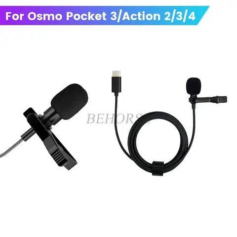 Петличный микрофон Type-c для DJI OSMO Pocket 3/Action 2/Action 3/Action 4, аксессуары для аудиокабеля высокого качества, адаптер