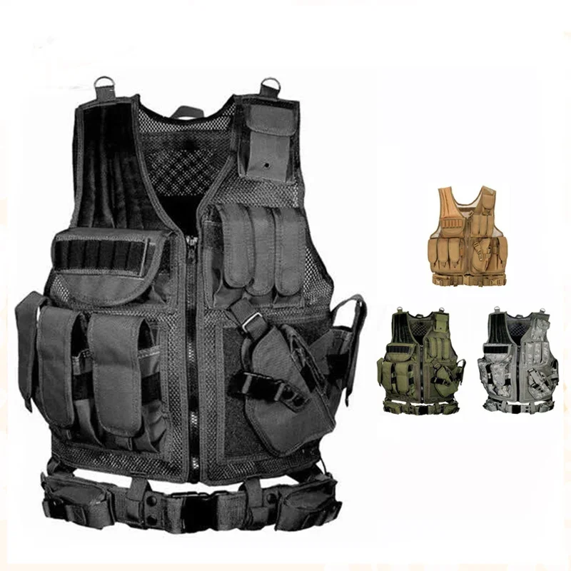 Фото Тактический жилет Molle для бодибилдинга и охоты, защитный бронежилет для активного отдыха, боевой жилет CS №1