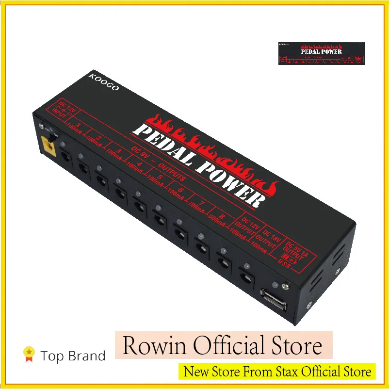 Koogo Pedal Power Supply Update Output Multi Circuit Power Supply For Guitar Pedal 10 Ways 9V/12V/18V DC Outputs & 1 Way 5V USB