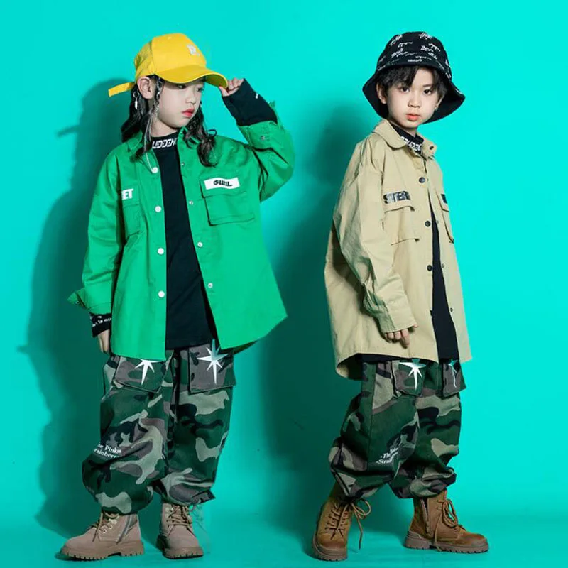 Детская одежда для показов в стиле хип-хоп рубашка шнура куртка камуфляжные