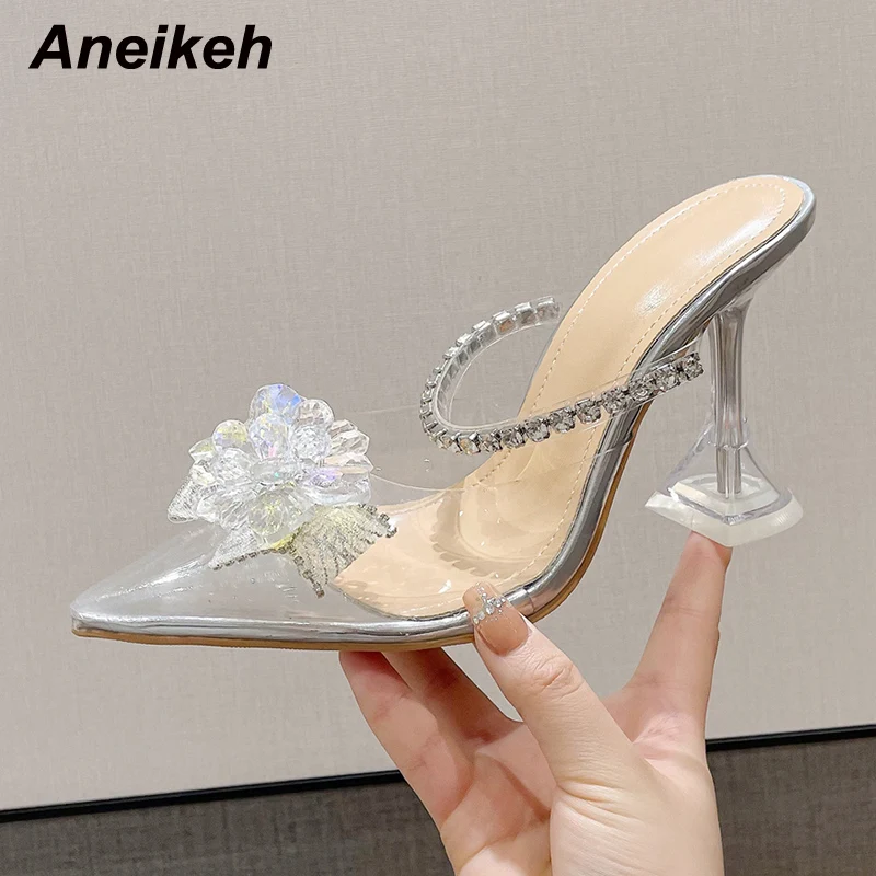 

Женские туфли Aneikeh, весенние новые сексуальные туфли с острым носком на тонком высоком каблуке, туфли-лодочки с ремешком на пятке, с кристаллами и блестками, лаконичные вечерние туфли без застежек