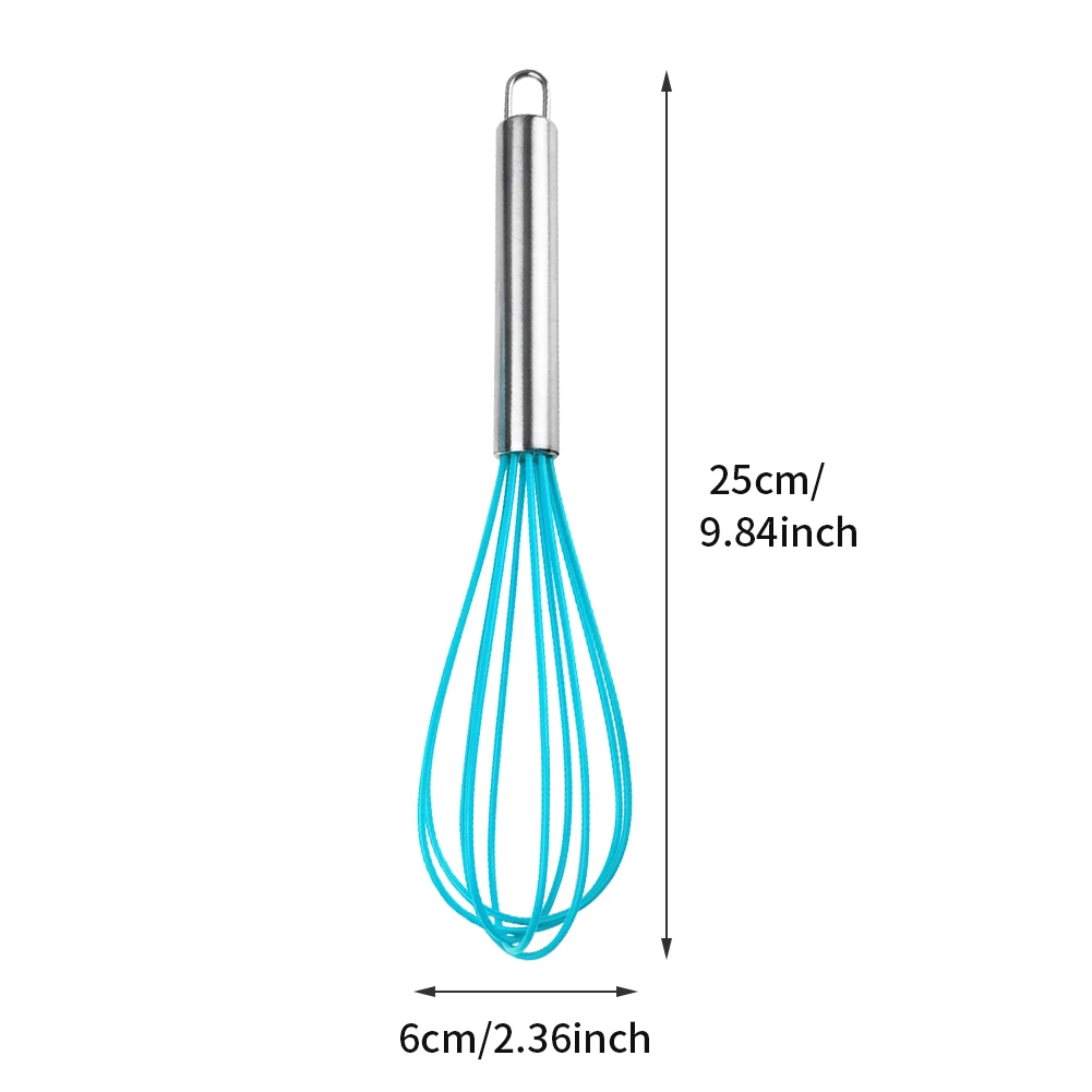 

2pcs Heat Resistant Flexible Cooking Utensils Frothing Manual Easy Clean For Kitchen Stirring Silicone Whisk Blending Baking