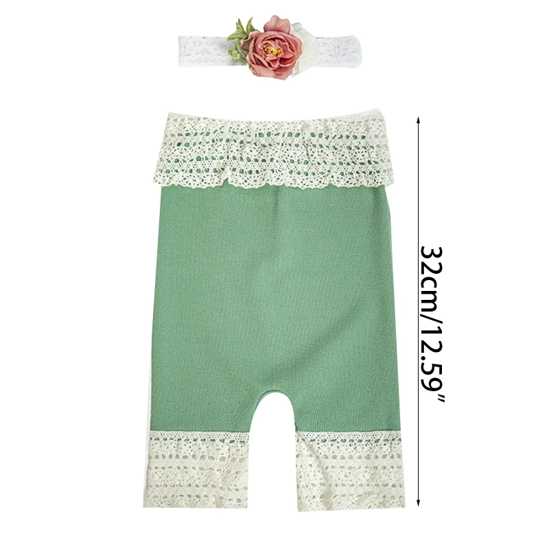 

Newborn Girl Photography Prop Jumpsuit Cotton Romper Pant Set with Matching Flower Headband