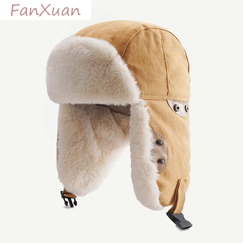 

Плотные зимние шапки-бомберы для женщин, лыжная шапка с флисовой подкладкой и ушками, женская зимняя шапка из искусственного меха, женская зимняя шапка-охотник, женская шапка