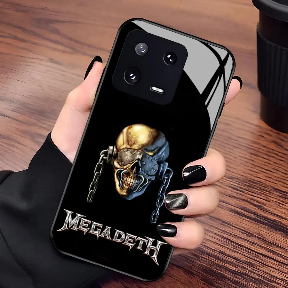 Фото Классический чехол для телефона Heavy Metal Rock Band Megadeths-S для Xiaomi 17 15 14 13 12 Mi 11 X T Ultra Pro Lite 5G, черный стеклянный чехол №2
