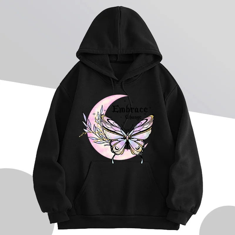 

Autumn/Winter2023 New Fashion Long Sleeve Printed Hoodies Front Pocket Inside Fleece Pullover Sweater Sweatshirts Hip Hop Unisex