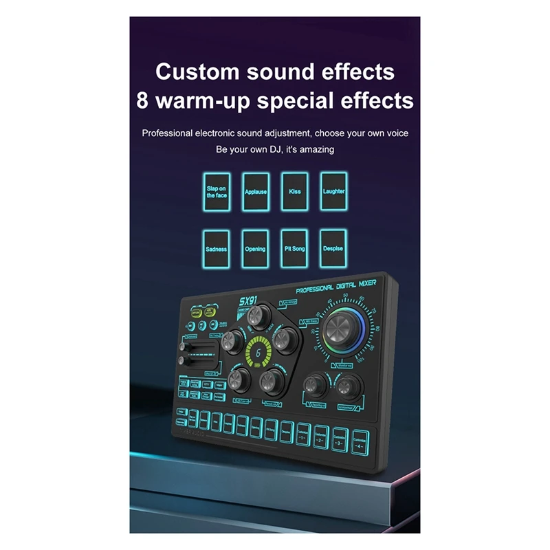 SX91 Живая звуковая карта USB Звуковой микшер Профессиональный аудиомикшерный