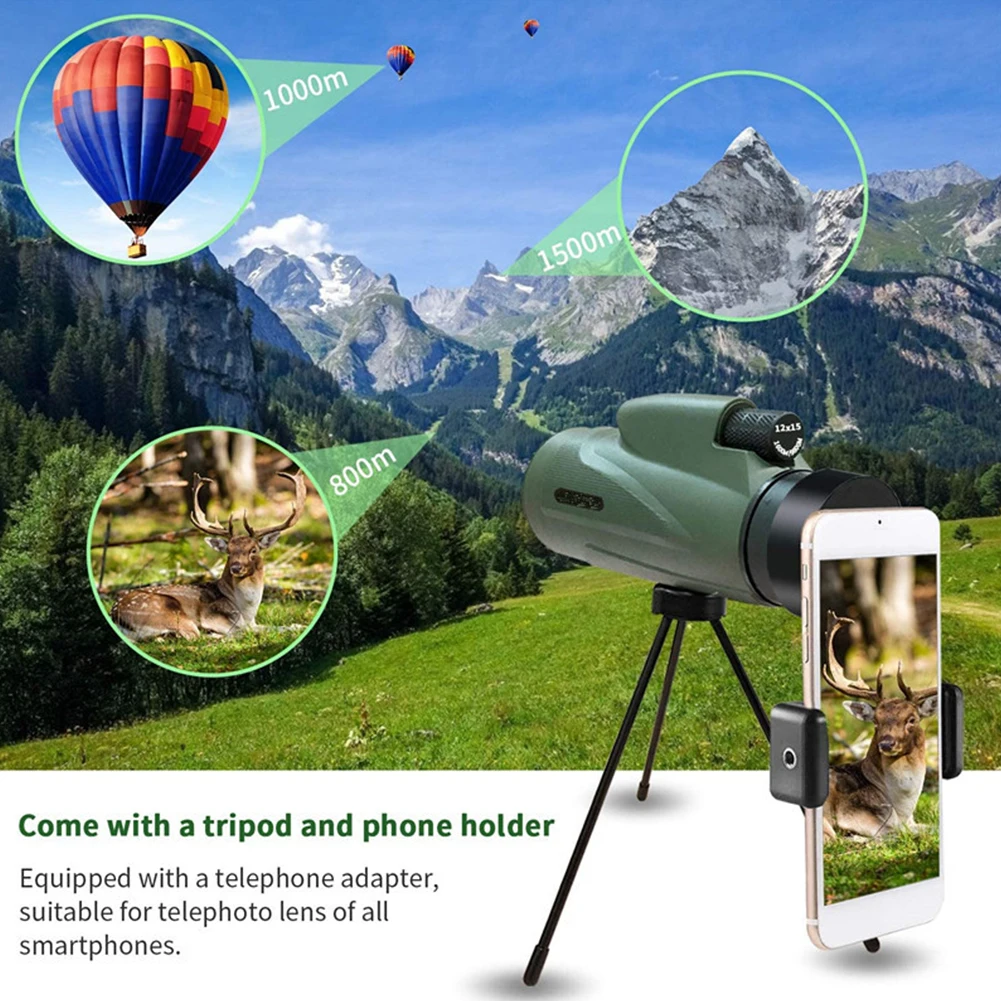 

12x50 Mini Monocular Professional Telescope Low Light Vision Lightweight Waterproof Bird Watching Outdoor Camping Hiking Hunting
