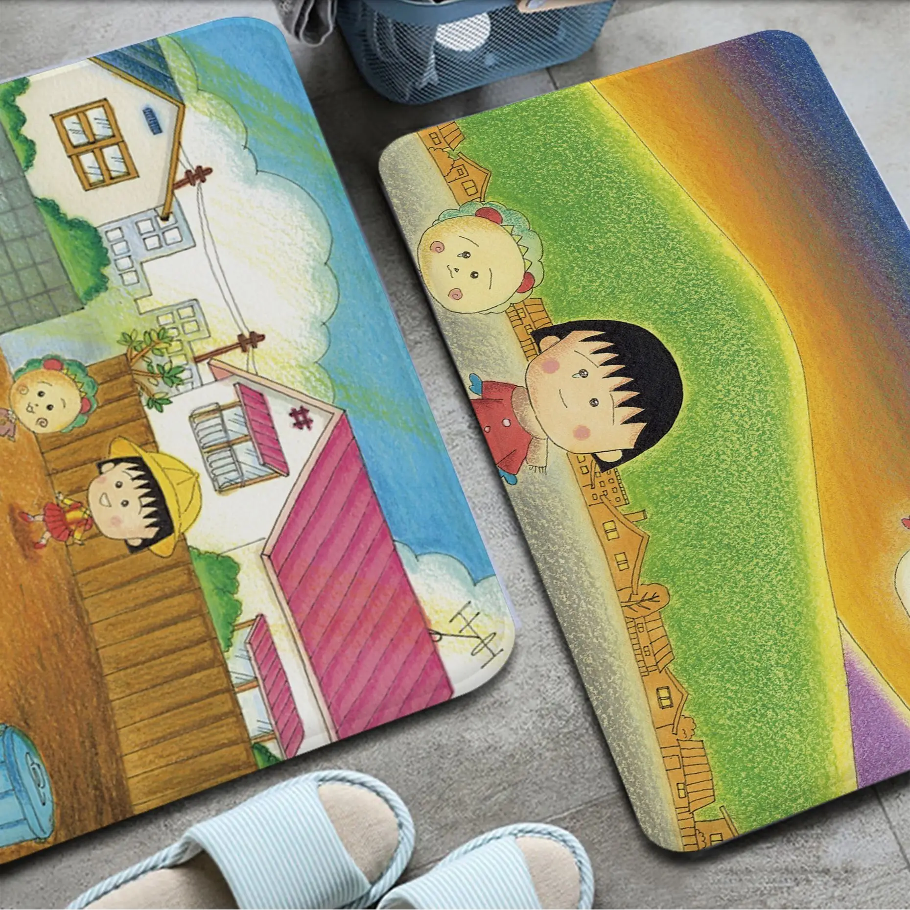 

BANDAI Chibi Maruko Chan Entrance Door Mat Kids Room Bedroom Decoration Balcony Anti-Slip Doormat Living Room Modern Home Decor