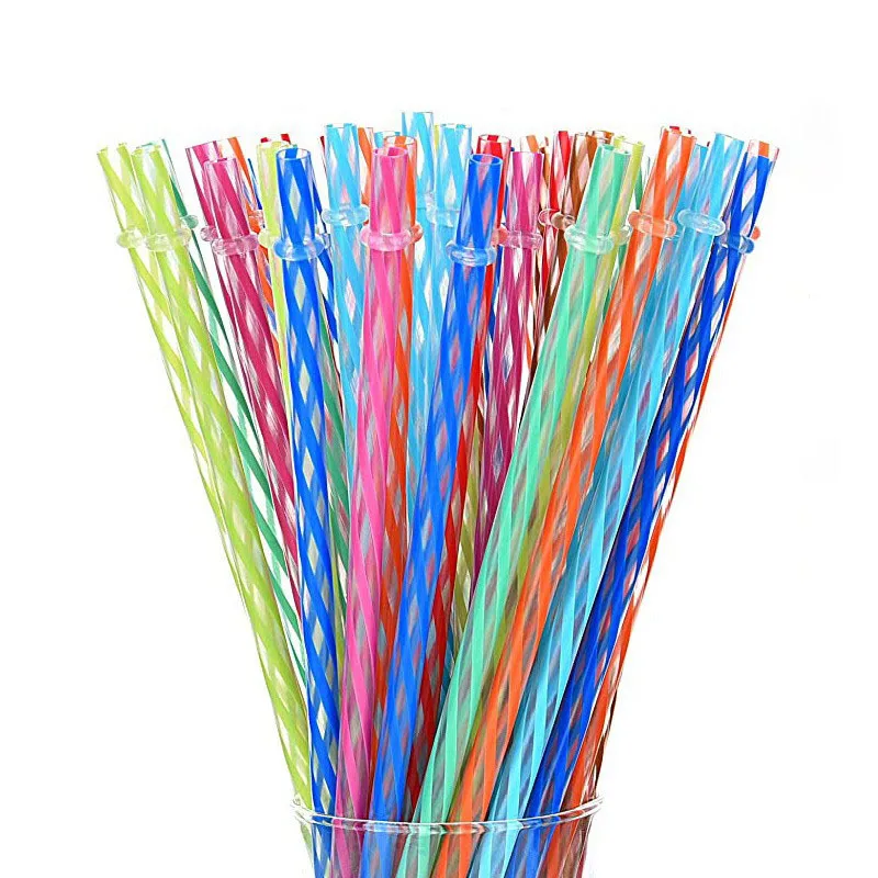 

100Pcs Reusable Hard Plastic Straws Rainbow Colored 9 Inch Long Drinking Straw For Tumblers Mason Jars Party Drink Accessories