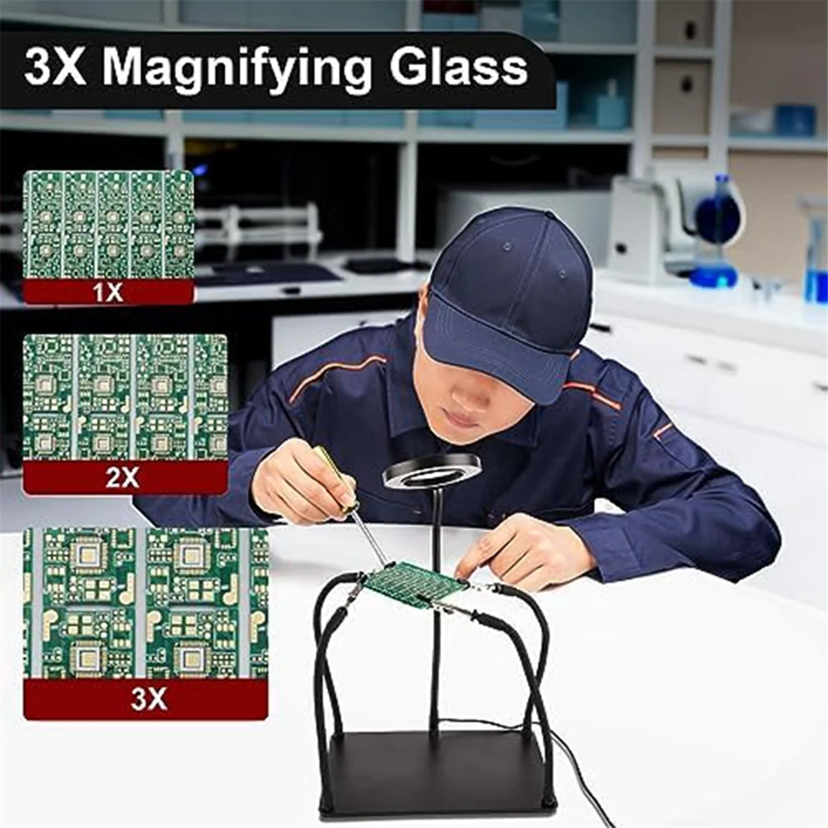 Для пайки с 3 увеличительными лампами держатель печатной платы 4 гибких ручки