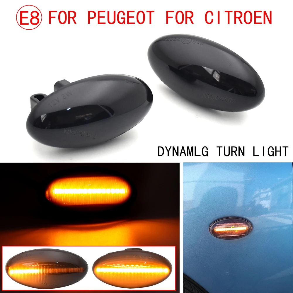 

2x Dynamic Flashing LED Side Marker Sequential Blinker Turn Signal Light For Citroen Berlingo Jumpy Xsara Picasso C3 C5 C1 C2 C6