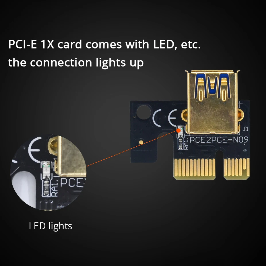 6 шт. адаптер PCI-E 1X до 16X 009S Plus удлинительный кабель для видеокарты 3 интерфейса