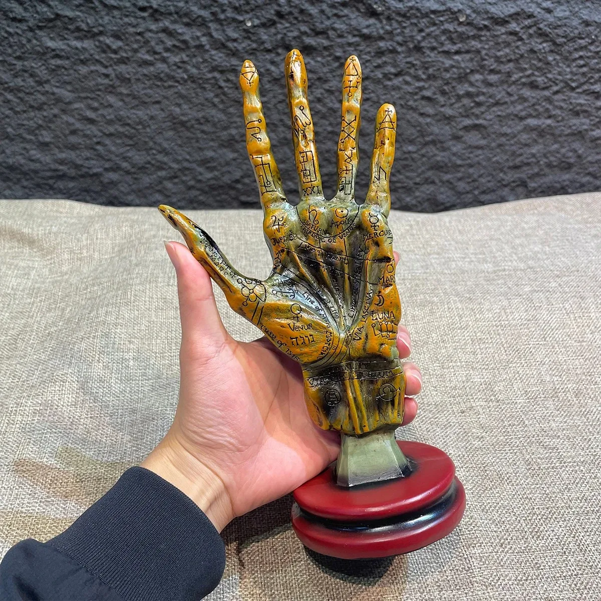 Фото Смола Бронзовая Palmistry Ручная Статуя Хиромантия Fortune Teller Palm Model Оккультная Мистическая Скульптура Древний Декор Мудрости №4