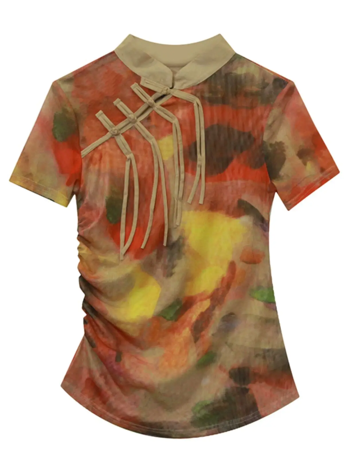 Новинка 2024 женская футболка в китайском стиле на весну и лето с