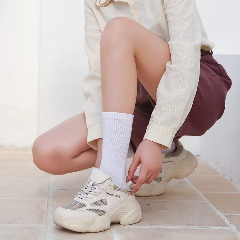 1 Pairs Men Socks Plain Cotton Work Sport Winter Summer White Black Warm Basketball Male Elegant High Quality Running