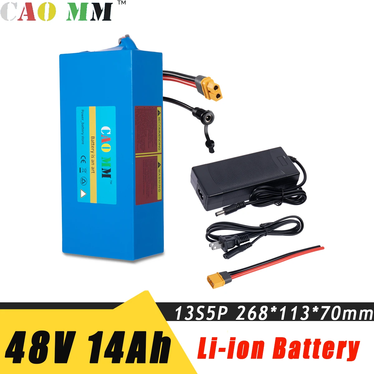

CaoMM 48V 14Ah BAFANG Battery Pack 1200W 13S5P Lithium Li-ion Battery For Electric Bicycle Scooter Ebike 30A BMS 42V 2A Charger