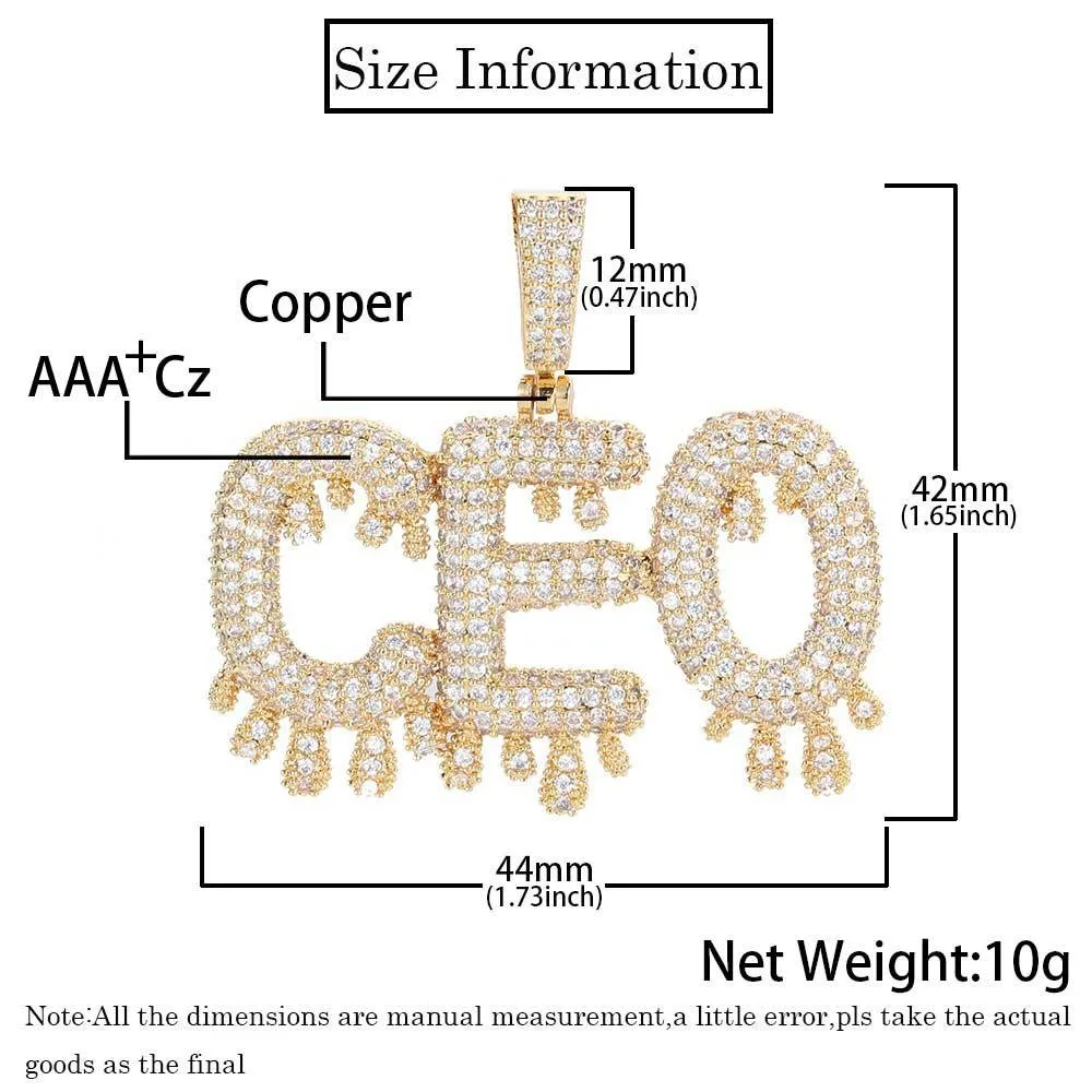 2022 Hip Hop New Custom Name Stitching Water Drop Letter Rapper Rock Necklace Pendant Fashion Jewelry