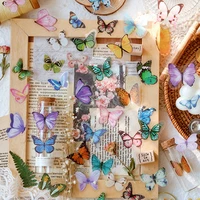 40 piecespack colorful butterfly retro art handbook diary diy decoration pet sticker for album notebook
