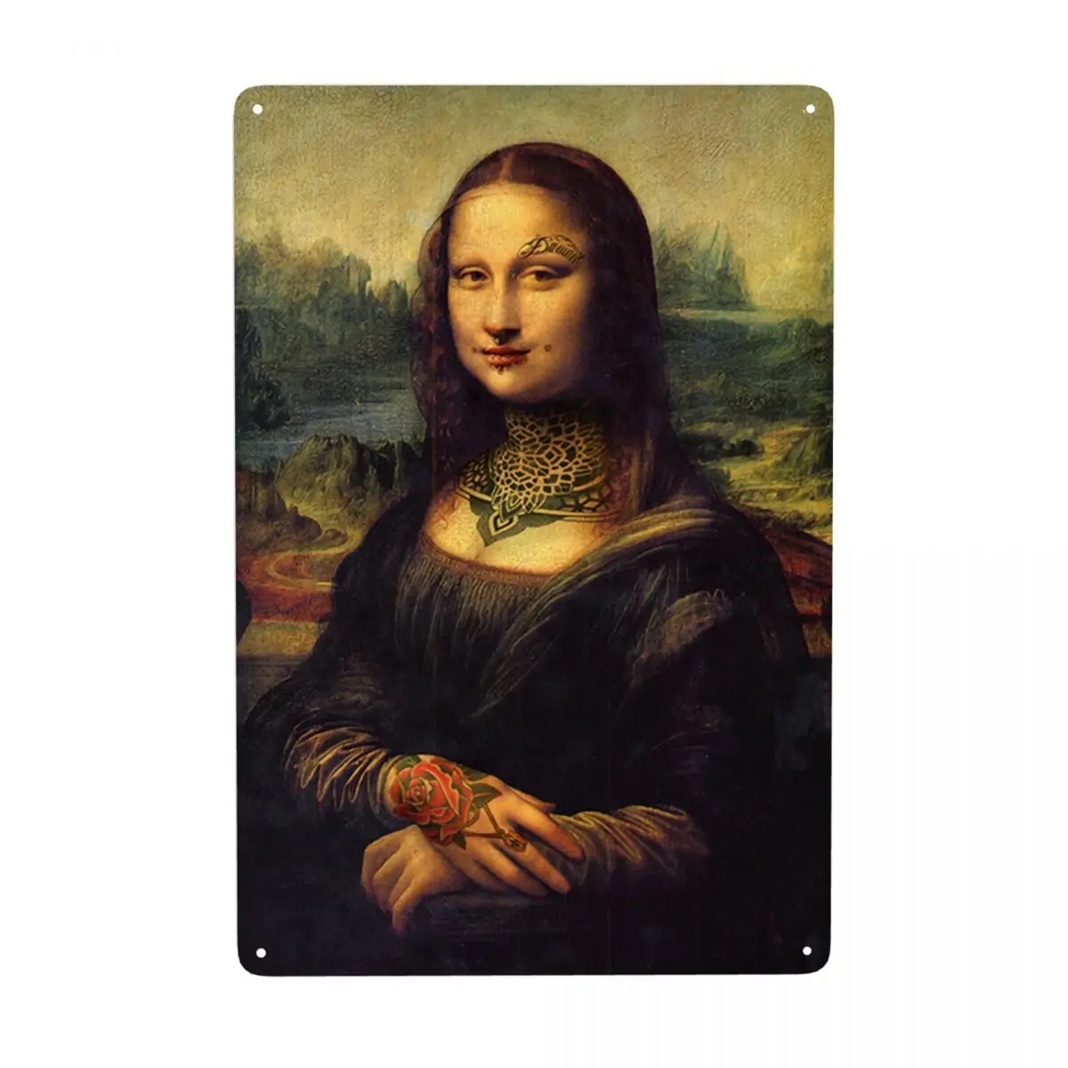 

Металлический знак Леонардо да Винчи, персонализированная картина маслом всемирно известной Моны Лизы, искусство украшения стен двора