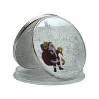 santa claus with gifts in the moonlight silver plated commemorative coins merry christmas 403mm metal coins gifts for kids