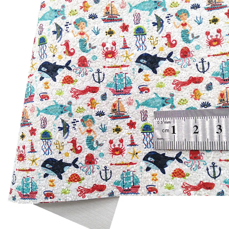 Красная объемная блестящая кожа с акулами искусственная войлочная подкладка