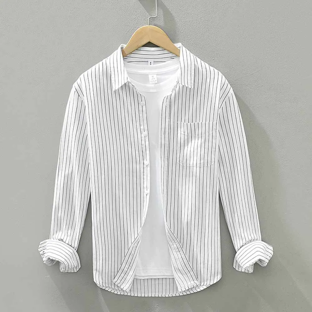 Masculina Spring Shirts Men Dress Vertical Stripe Streetwear Slim Men Shirt Casual Long Sleeve Chemise Homme Tuxedo Shirt
