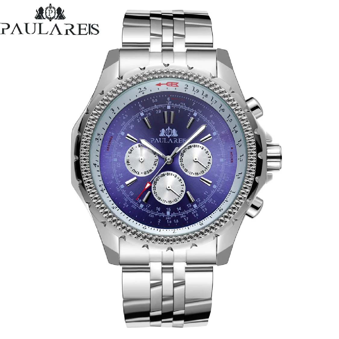 

Automatic Self Wind Mechanical Stainless Steel Strap Luxury Dress Blue Black White Dial Business Men Watch