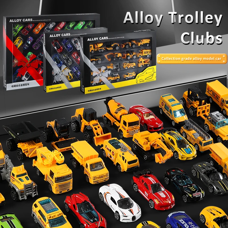 

32-15 Pcs Mini Truck Toy and Race Car Toy Kit Set, Play Construction Vehicle Playset for Kids Child Party Favors Birthday Games