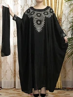 african dresses for women muslim boubou robe 2022 novelty maxi clothes purple color eid o neck new beading embroider with hijab