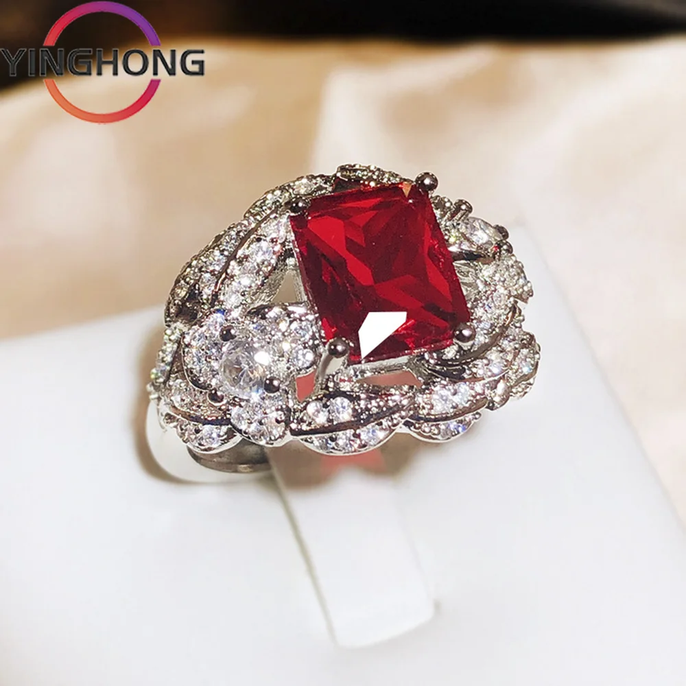 

QueXiang S925 Sterling Silver Pomegranate Ruby Temperament Ring for Women y2k Jewelry Charm Fashion Exquisite Gift