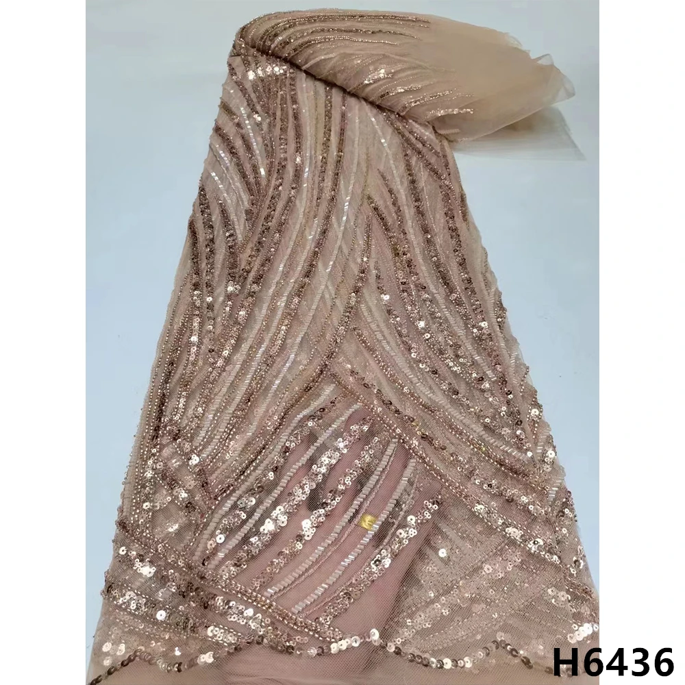 

Latest Sequence Tulle Lace African Lace 2022 High Quality Embroidered Net Lace Beads Tube French Nigerian For Bridal HX6436
