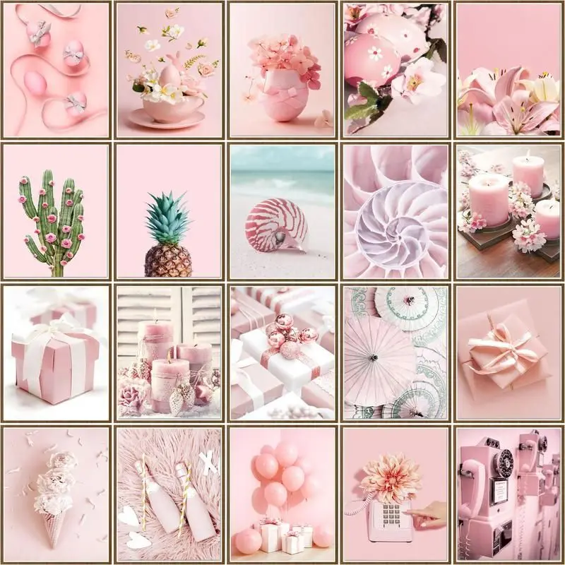 

DIY Oil Painting By Numbers Pink Scenery Acrylic Ideas Gift Handpainted Art Wall Bedroom Living Room Home Decor Kids Room Decors