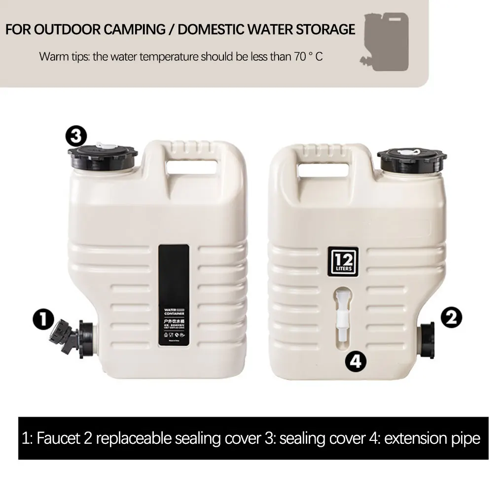 

Water Container Craftsmanship Faucet Design Beverage Dispenser Picnic Accessories Brush Fluid Jug Detachable 12L Bucket Black