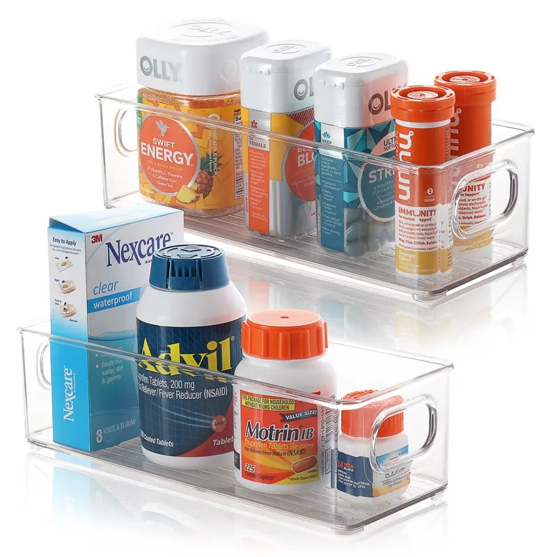 

Шикарный современный прозрачный пластиковый органайзер для хранения с ручками для удобной упаковки и переноски.