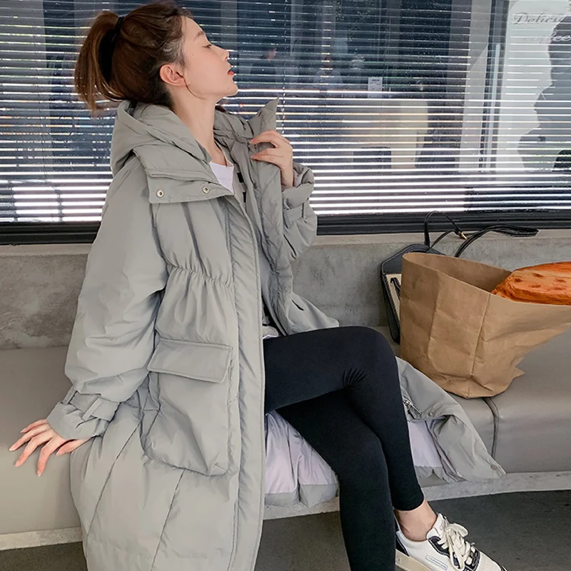 2022 mid-length jacket winter women's coat warm thickened hooded down cotton pie overcoat women's casual loose winter coat
